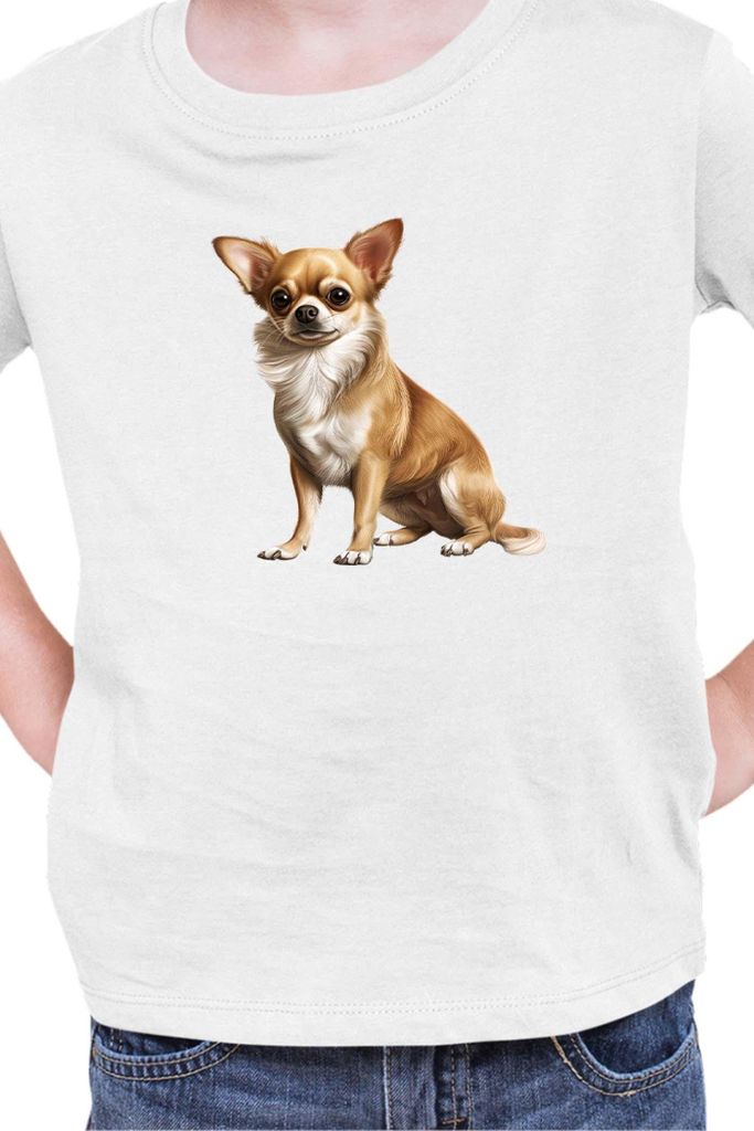 Kinder T-Shirt Dogs Breeds Chihuahua Dog Breed 006, 5-6 Jahr - 116 / Weiß