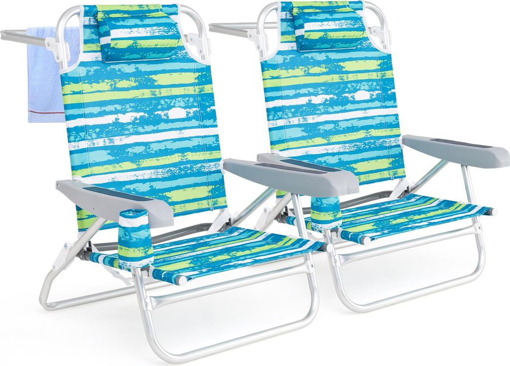 COSTWAY Strandstühle 2er Set klappbar, Campingstühle mit Produktbild 