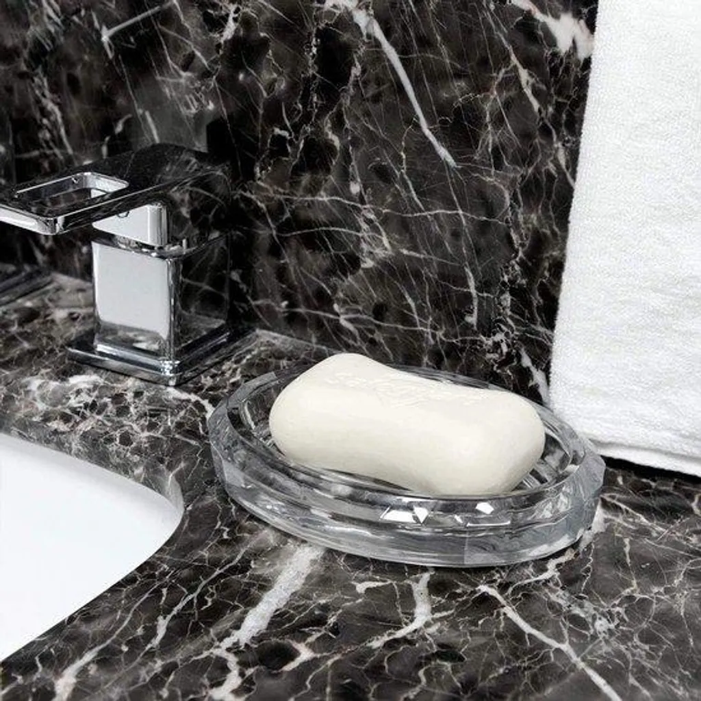 Porte-savon en verre transparent robuste et sphérique pour lavabo