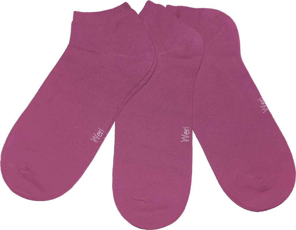 Damen Sneaker Socken 3-er Pack Unifarben Altrosa Größe 39-42 Glatt
