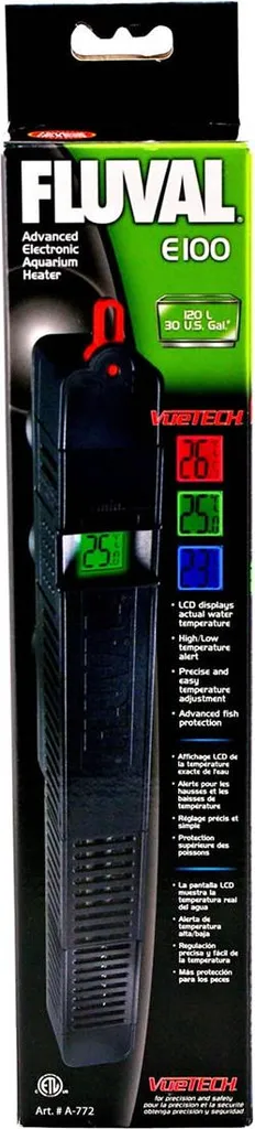 Chauffage aquarium numérique Fluval E 100W avec écran LCD de contrôle