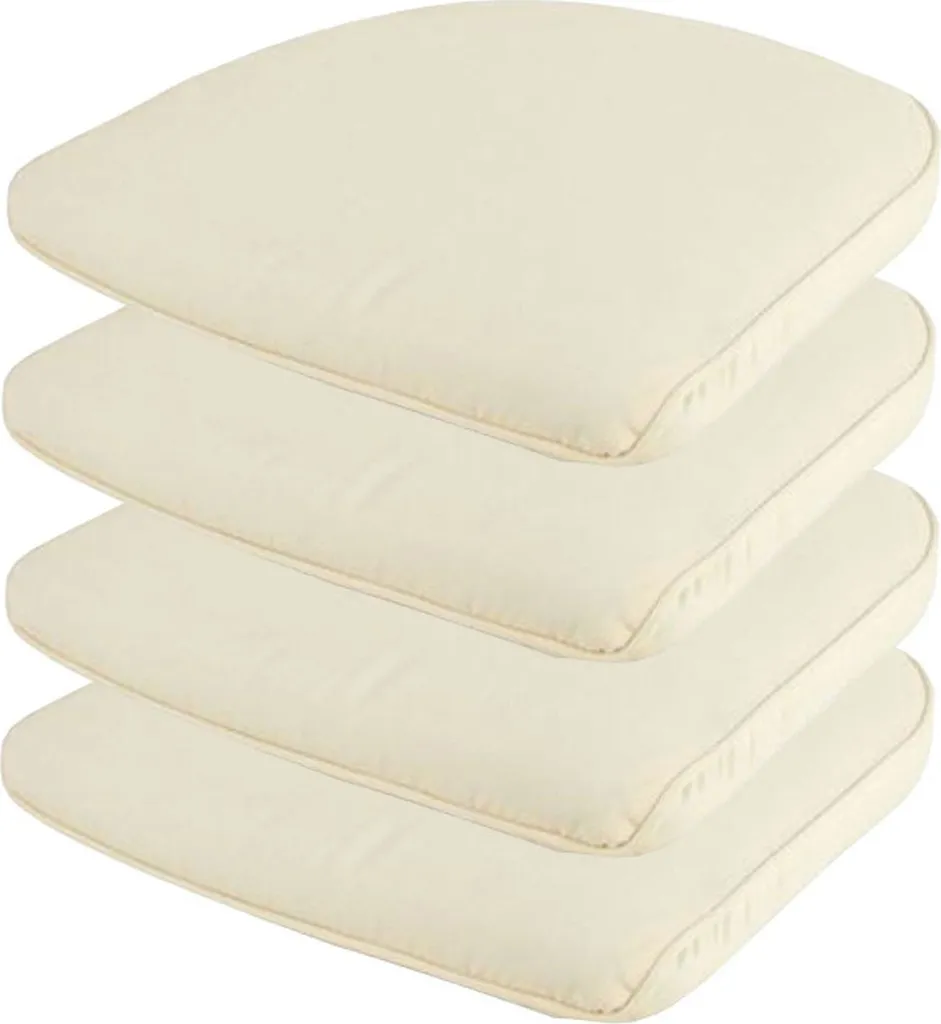 Coussin d'Assise Naturel Respirant Lot de 4 pour Chaise de Terrasse