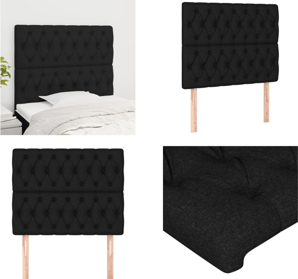 vidaXL Kopfteile 2 Stk. Schwarz 90x7x78/88 cm Stoff - Kopfteil - Kopfteile - Bett-Kopfteil - Bettkopfteil
