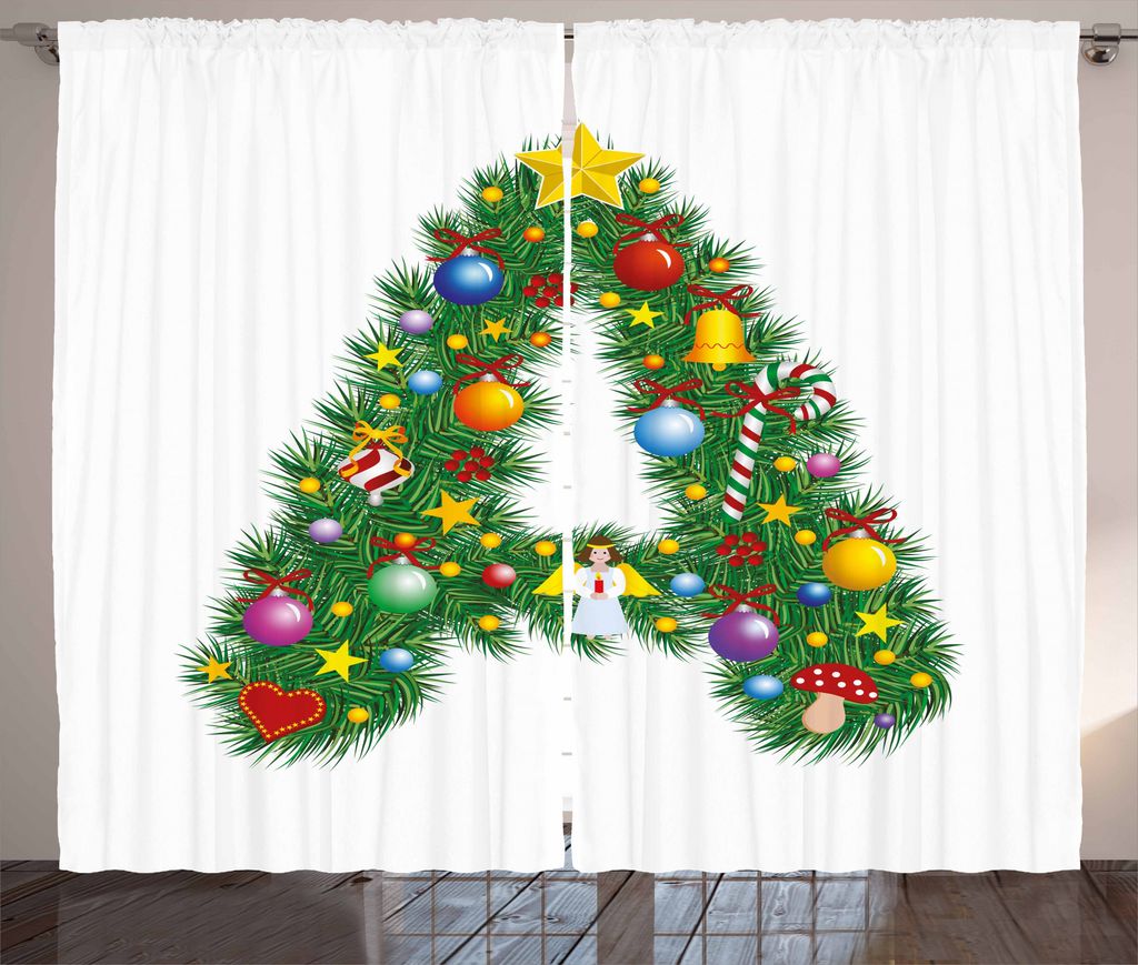 ABAKUHAUS Buchstabe a Rustikaler Gardine, Winter Festschrift Schriftart, Schlafzimmer Kräuselband Vorhang mit Schlaufen und Haken, 280 x 225 cm, M...
