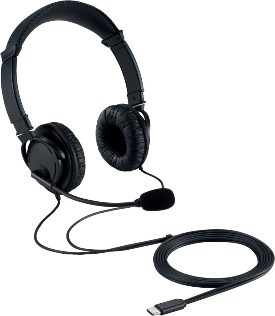Kensington Hi-Fi USB-C Headphones with Mic - Headset - On-Ear - kabelgebunden - USB-C - Schwarz