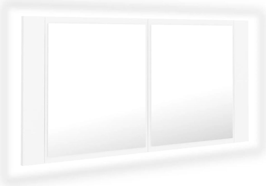 LED-Bad-Spiegelschrank Weiß 90x12x45 cm Acryl Produktbild 