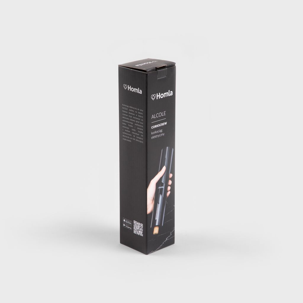HOMLA ALCOLE elektrischer Korkenzieher schwarz 23 cm