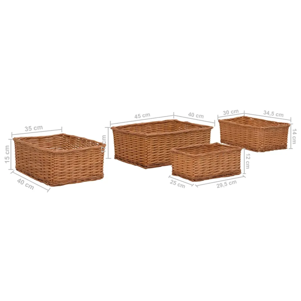 vidaXL Cestini in Vimini Marrone: 4 Pezzi per un Tocco Shabby Chic - 9