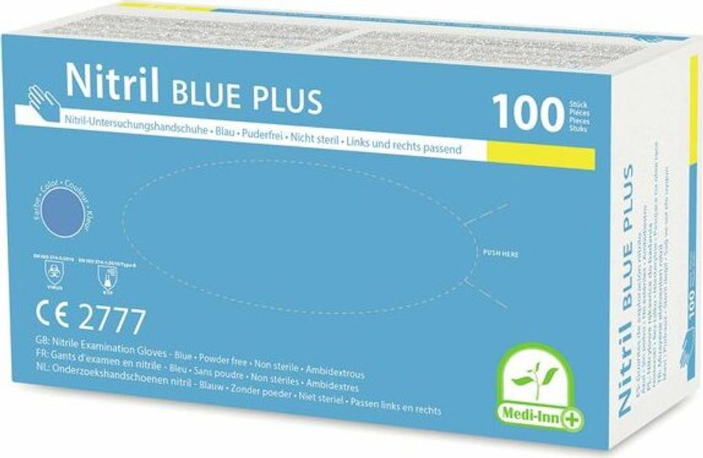 100x Einweghandschuhe Nitril puderfrei blau PLUS extrem stabil Größe M