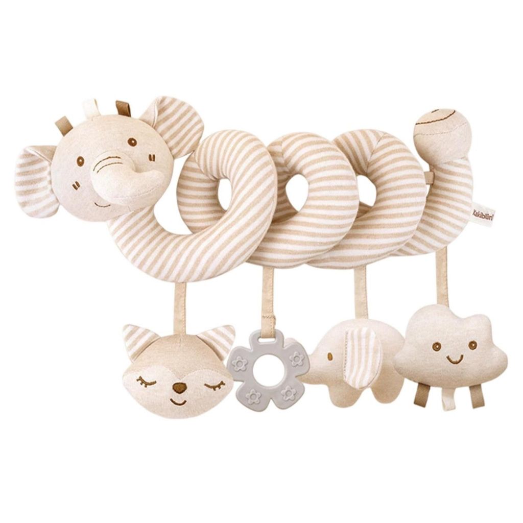 Baby Spielzeug Spiral für Kinderwagen & Babybett – Plüsch Aktivitätsspielzeug 0+ Monate
