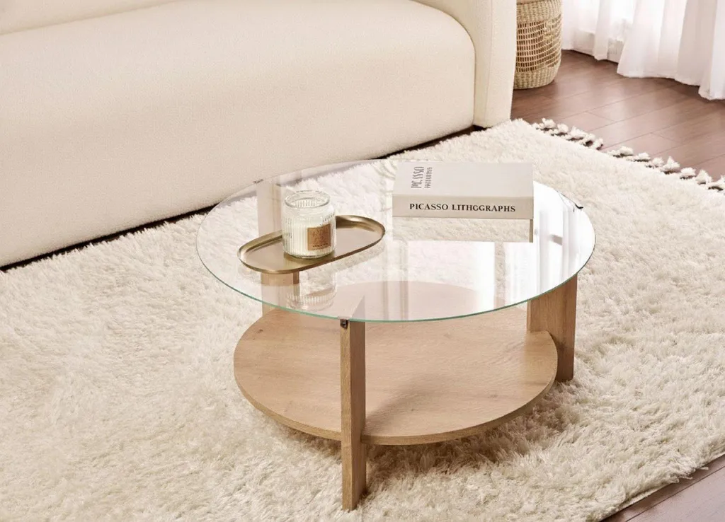 Petite Table Basse Ronde 75cm Chêne Marron pour Salon Convivial - 2