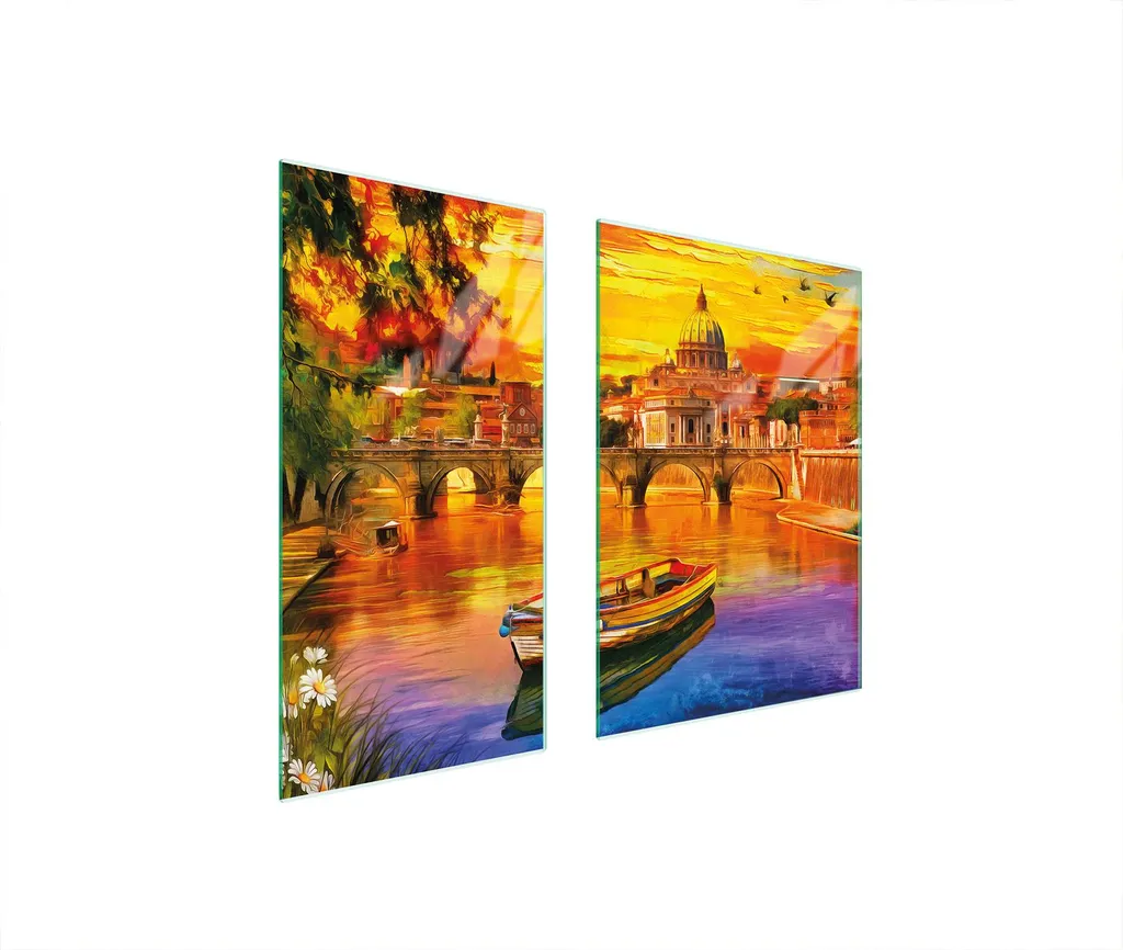 Copri Piano Cottura Arte Colorata 75x52 Vetro Temperato 2 Pezzi