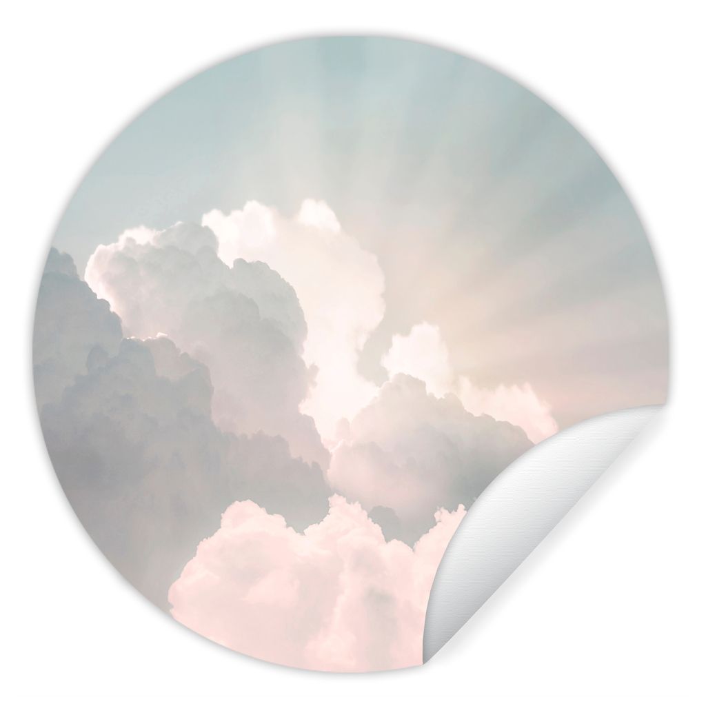 MuchoWow Runde Wandtattoo - Wandsticker Tapete Aufkleber Himmel - Wolken - Sonne - Natur Ø 30 cm Selbstklebend und Repositionierbar - Wandaufkle...
