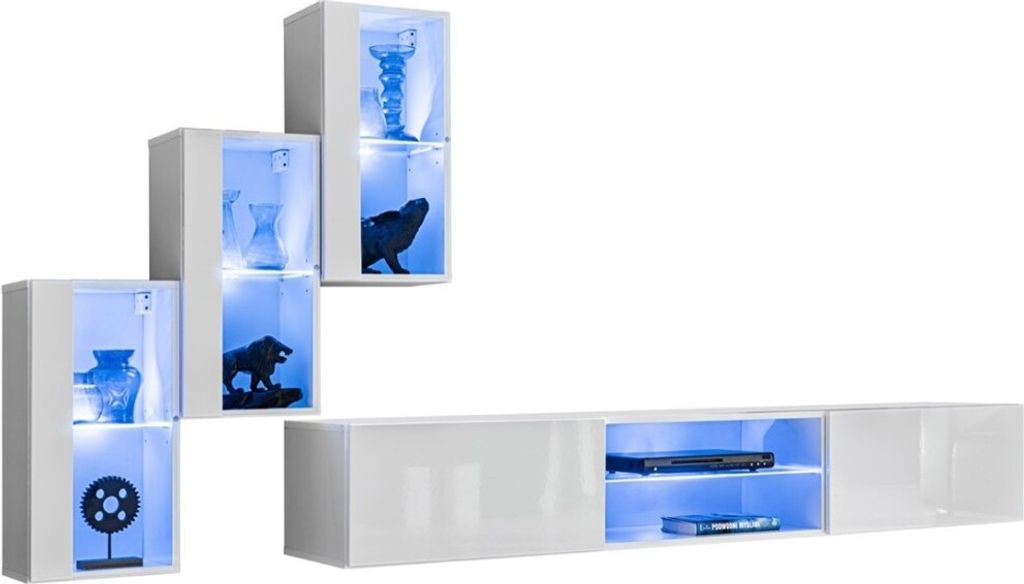 Meublorama AM-SWITCH 22-WW SW 22*4C/57KG, 4 Regale, 5 Tür(en), Weiß, Mitteldichte Faserplatte (MDF), 400 mm, 2400 mm