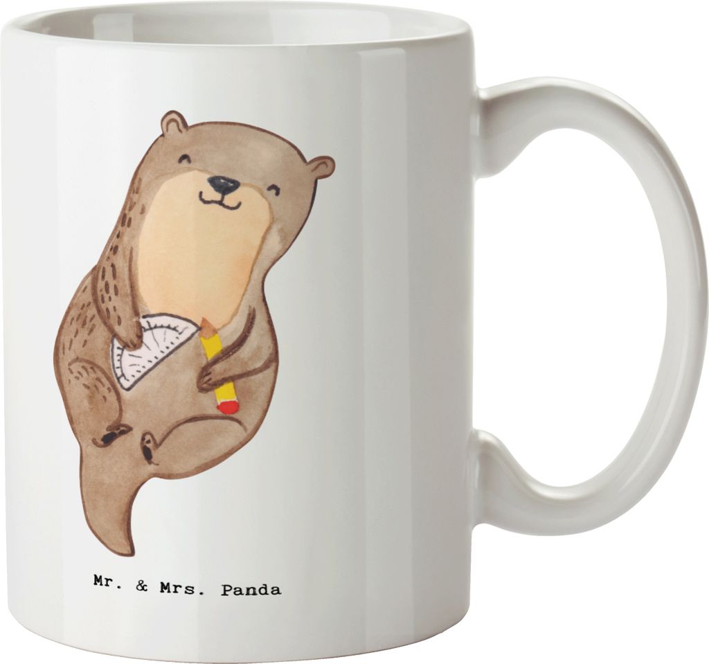 Mr. & Mrs. Panda Kaffeetasse Technischer Zeichner Herz - Weiß - Geschenk, Teetasse, Kaffeebecher, Bedruckte Tasse, Becher