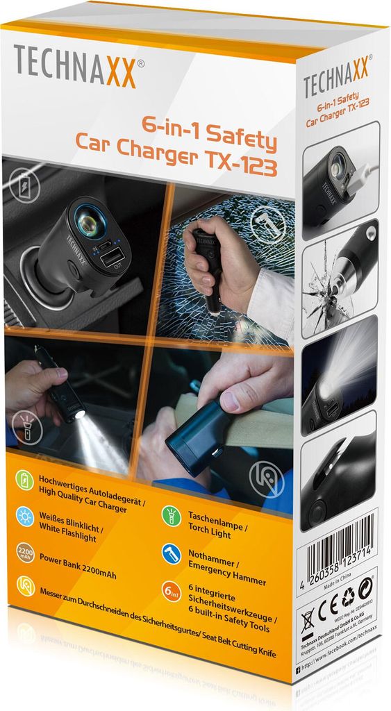 Technaxx TX-123, Auto, Zigarettenanzünder, 1,5 V, Schwarz