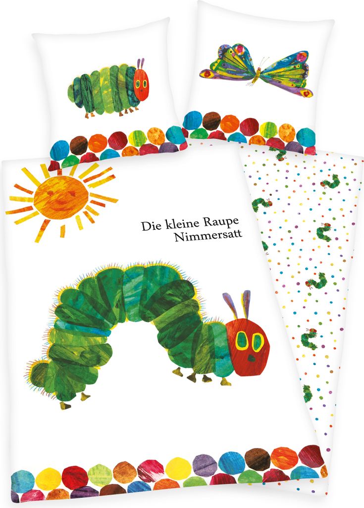 Kleine Raupe Nimmersatt Bettwäsche 135 x 200 cm Produktbild 