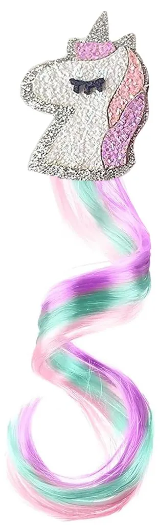 Accessoire Cheveux Fille : Extension Tressée Licorne et Mèches Colorées