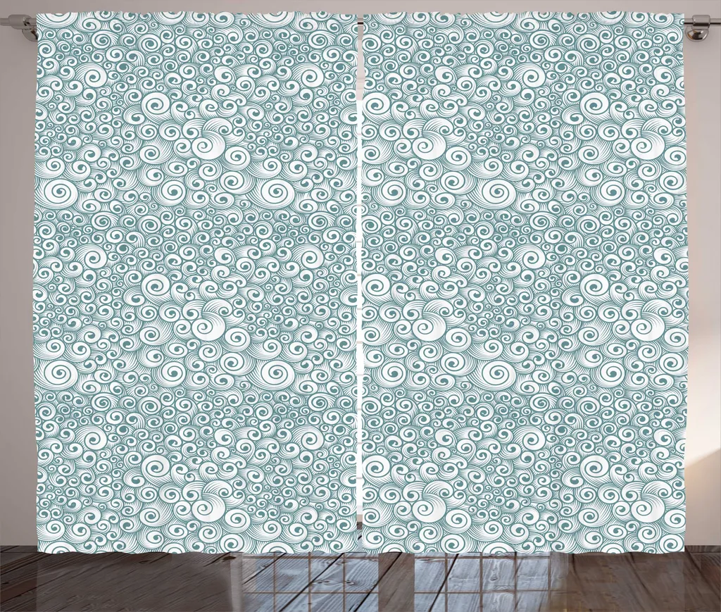 Rideau de Salon Design Bleu et Gris 280 cm pour Grandes Baies Vitrées