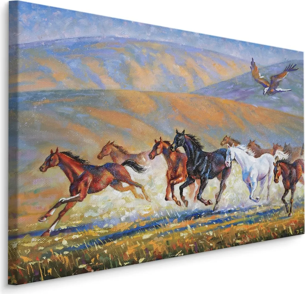 Creative Co-Op Quadro Su Tela Paesaggio Pastorale – 91x68 Cm – Decorazione Parete Stile Fattoria