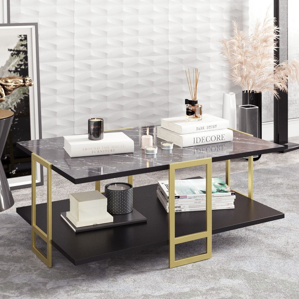 Skye Decor, Polka - Black, Couchtische, Gold, 91,5 x 36,6 x 61,5 cm
