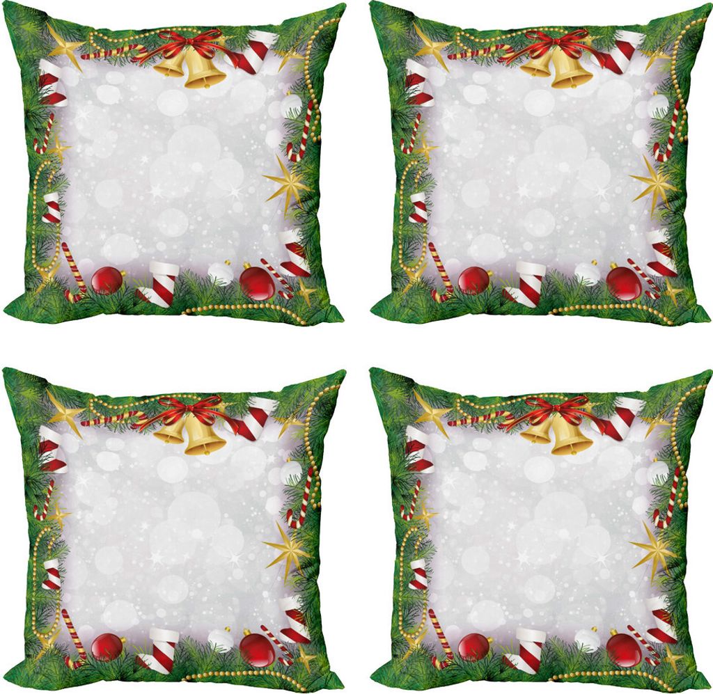 ABAKUHAUS Weihnachten Kissenbezug Set (4 Stück), Nacht Heiligabend Noel, Moderner Doppelseitiger Digitaldruck, 50 cm x 50 cm, Mehrfarbig