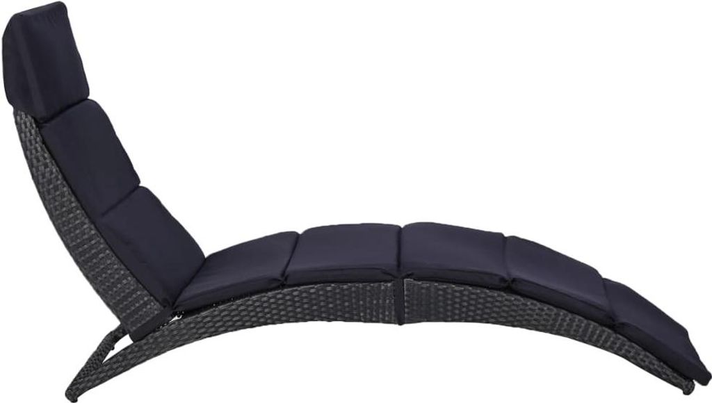 vidaXL Sonnenliege mit Auflage Poly Rattan Schwarz Produktbild 