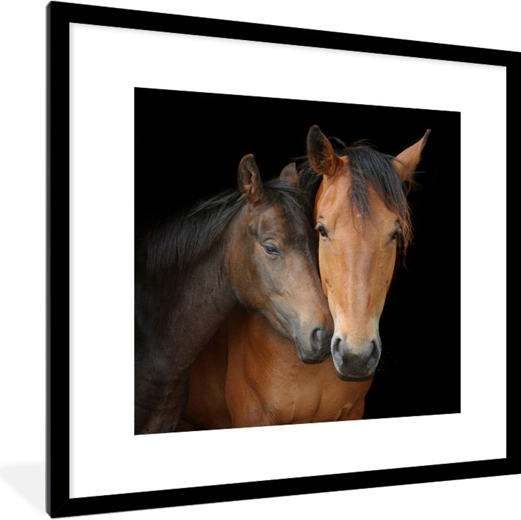 MuchoWow® Gerahmtes Poster Pferde - Liebe - Braun 40x40 cm Produktbild 