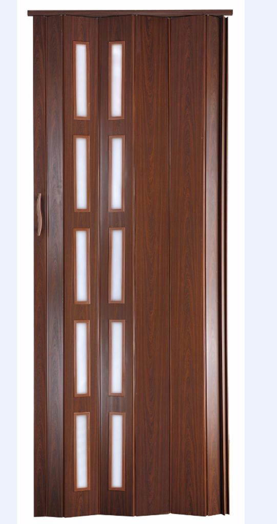 Falttür Schiebetür Mahagoni Farben Fenster H. 201 cm für Türbreite bis 80 cm Neu teils vormontiert