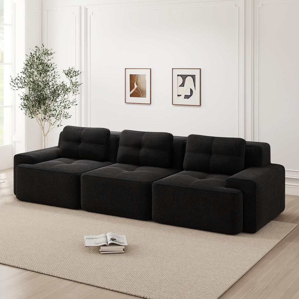 Cloud Modulsofa Boneless Sofa, Modulares Ecksofa, Überdimensionales Modulares Cloud-Sofa, Bequeme 80% Corduroy-Cloud-SofaSofas, 3-Sitzer Tiefsitz ...