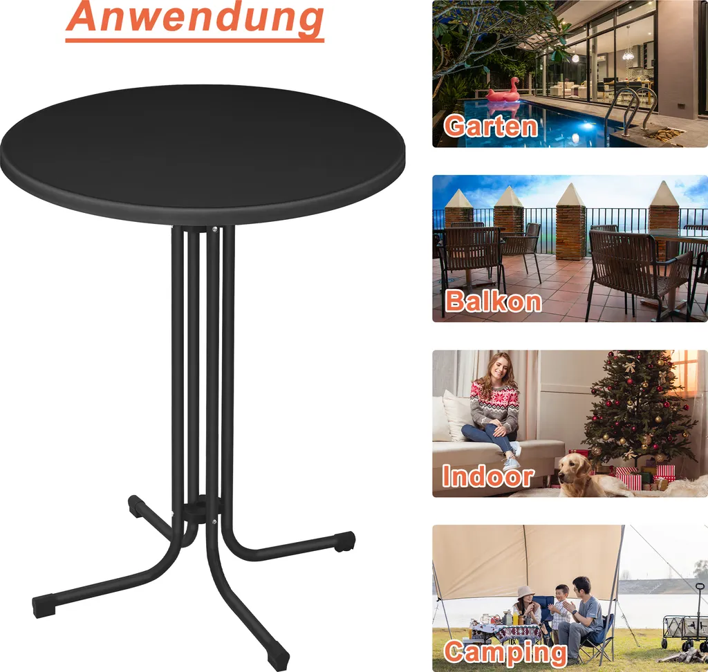 Table de bistrot stable pieds réglables Ø80 cm résistant aux intempéries - 10