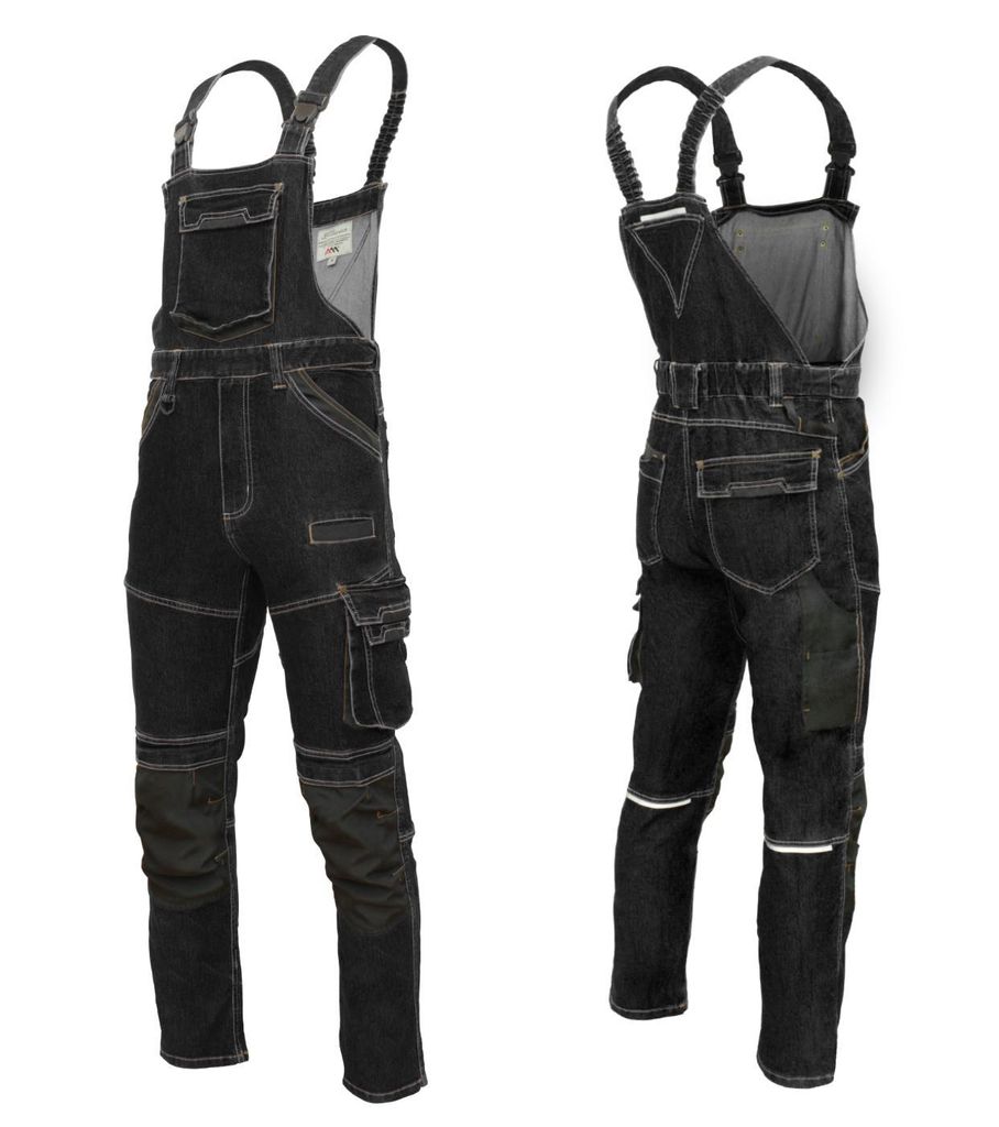 Arbeitskleidung Art.Mas JEANS Latzhose Arbeitshose Bundhose Schwarz Gr. M