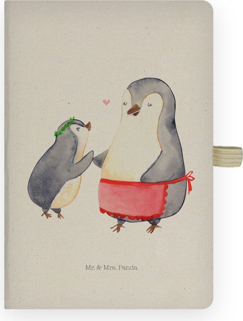 Mr. & Mrs. Panda notizbuch Pinguin mit Kind - Transparent - Geschenk, Journal, Mama, Vorbild, Muttertag, Skizzenbuch, Kladde, Adressbuch, Tagebuch,...