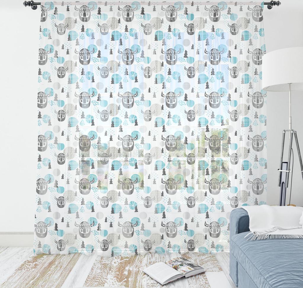 ABAKUHAUS Wikinger Wandteppich, Muster mit Viking Gesichter Bäume und Nordwald Icons, Wohnzimmer Schlafzimmer seidiges Satin Wandtuch, 220 cm x 27...