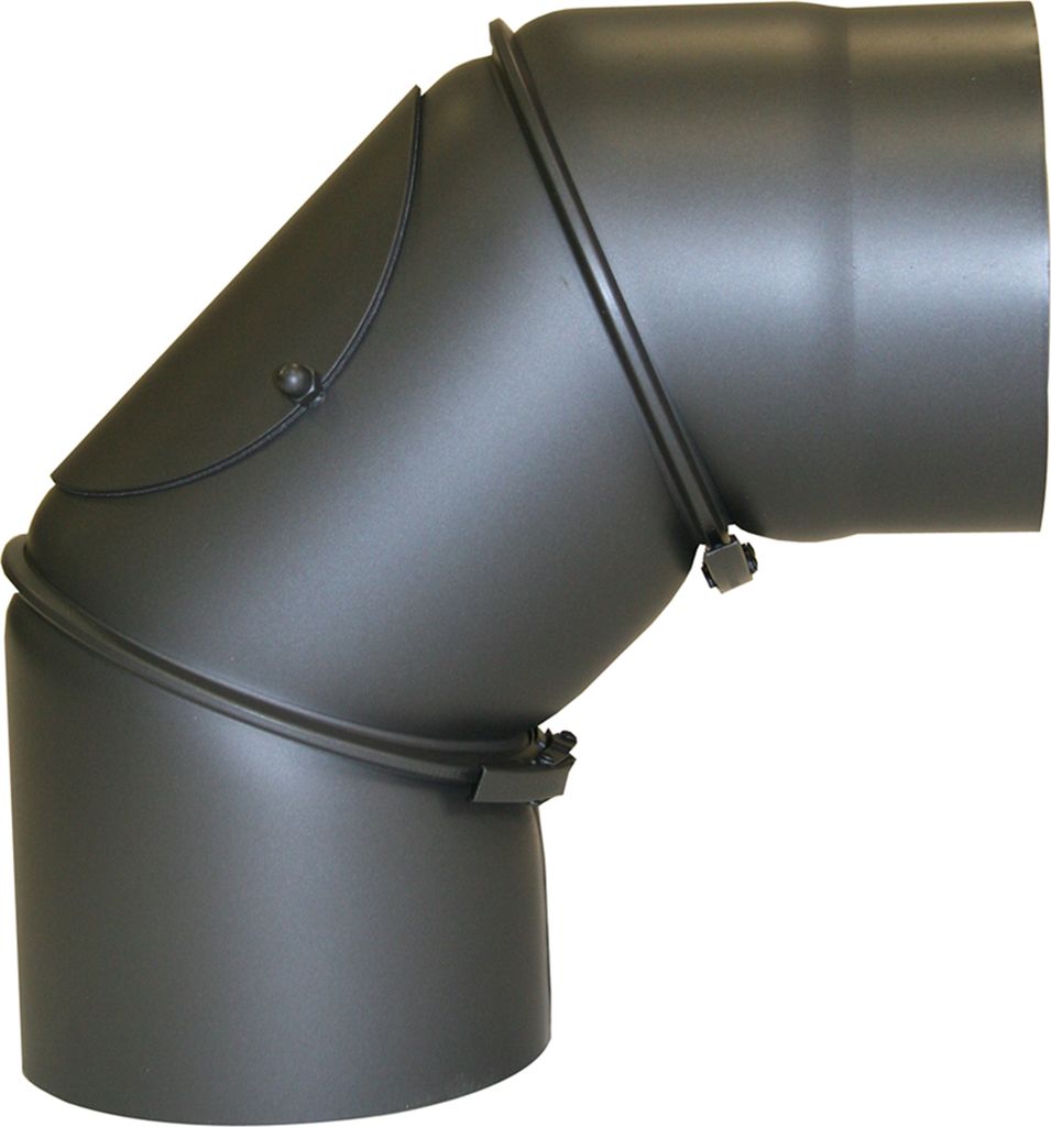 Ofenrohr Bogen 90° gussgrau 2mm mit Tür 150mm Rauchrohr Knie