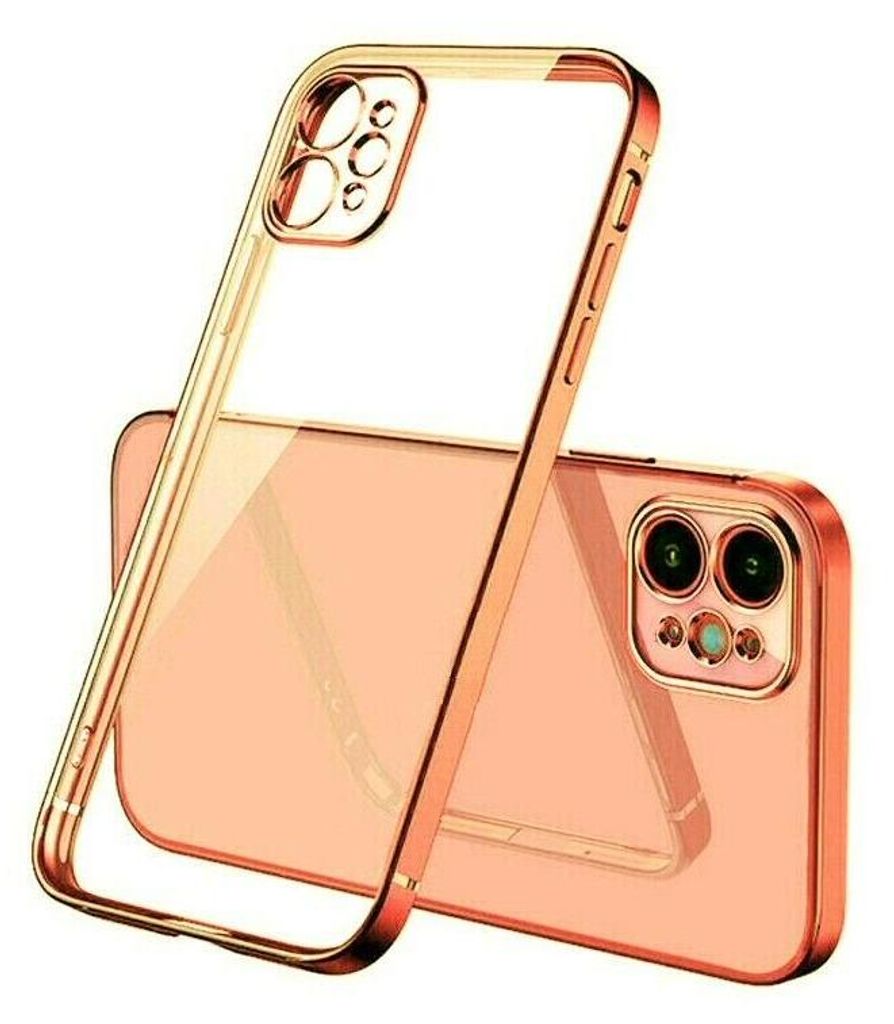 Hülle für iPhone 12 Pro, transparentes Silikon mit roségoldenem Rand