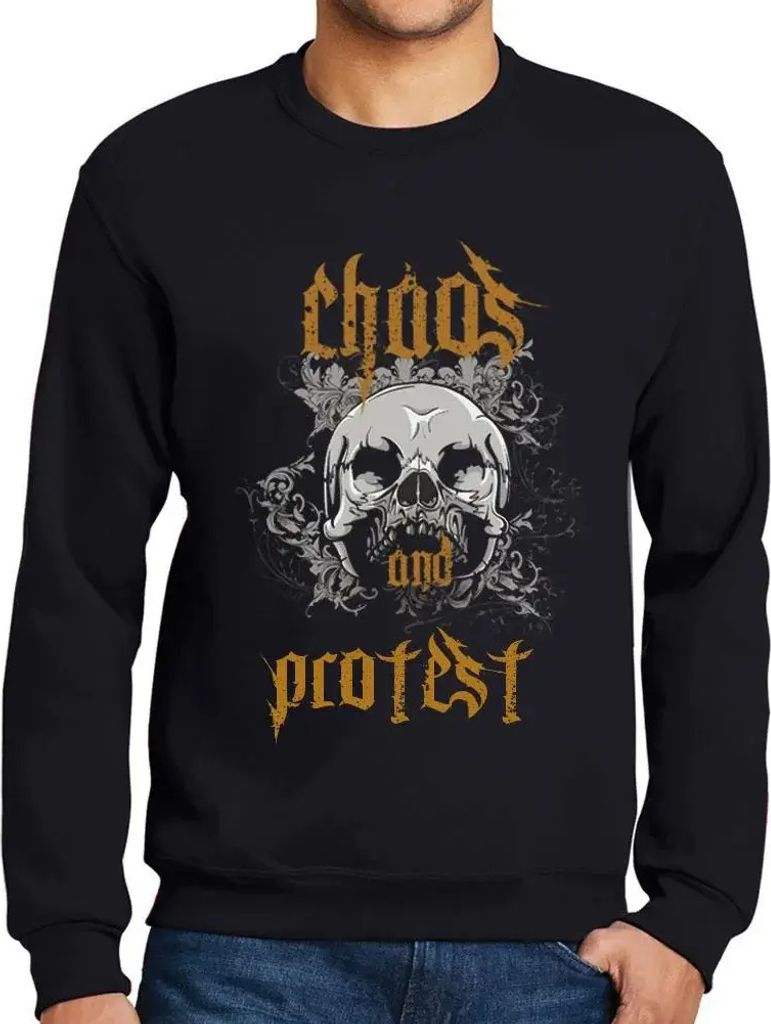 Herren Grafik Sweatshirt mit Aufdruck Chaos und Protest – Chaos And Protest – Öko-Verantwortlich Vintage Jahrgang Langarmshirt Pullover Lustig...