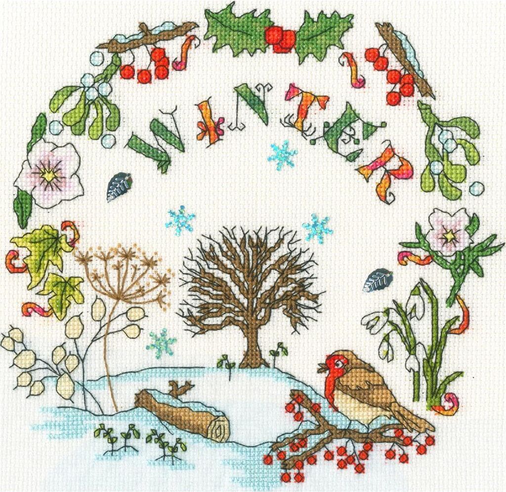 Auslaufmodell Bothy Threads Kreuzstich Set "Winterzeit", Zählmuster, XAL6, 24x24cm