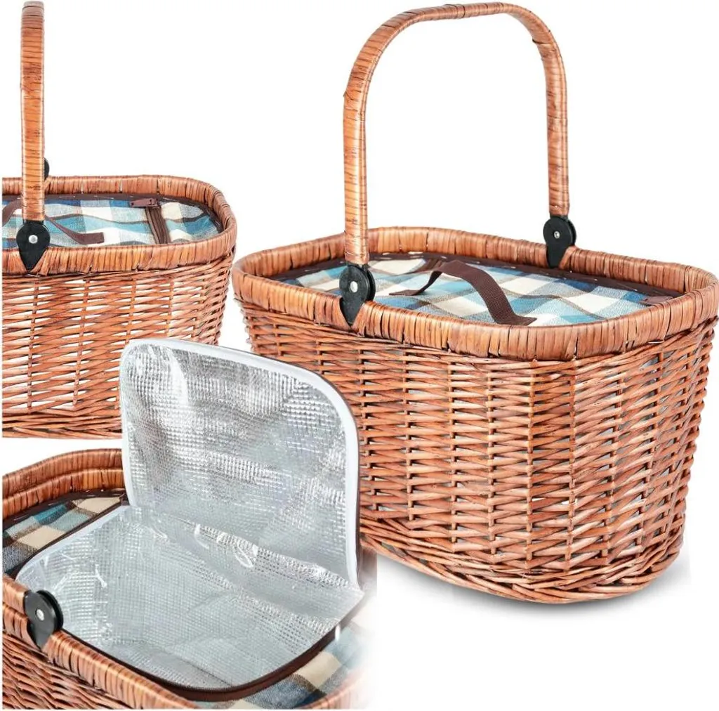 Panier de pique-nique thermique en osier naturel tressé à la main 30L