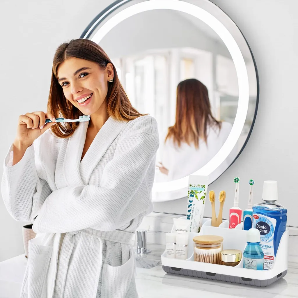 Porte-brosses à dents électriques blanc avec support pour dentifrice