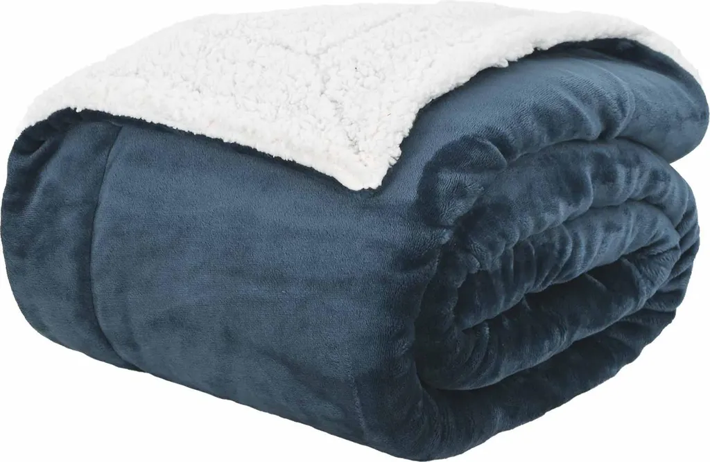 vidaXL Coperta blu navy 150 x 200 cm in pile