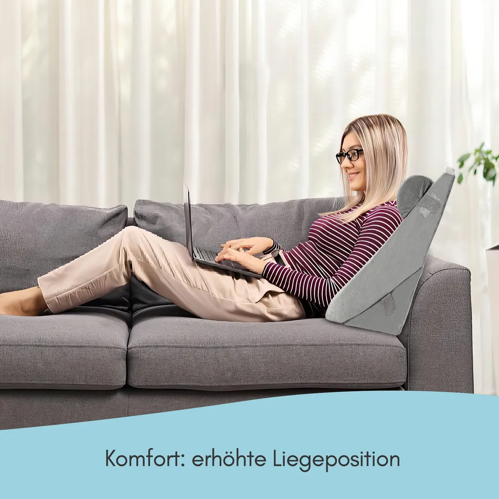 Coussin de Relaxation Triangle et Dossier de Lit avec Appui-Nuque