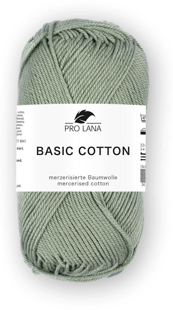 Pro Lana Basic Baumwolle uni 50 g/125m – dünne Wolle zum Häkeln und Stricken – 100% Baumwolle – Weiches Basic-Garn – Glänzend – Standa...