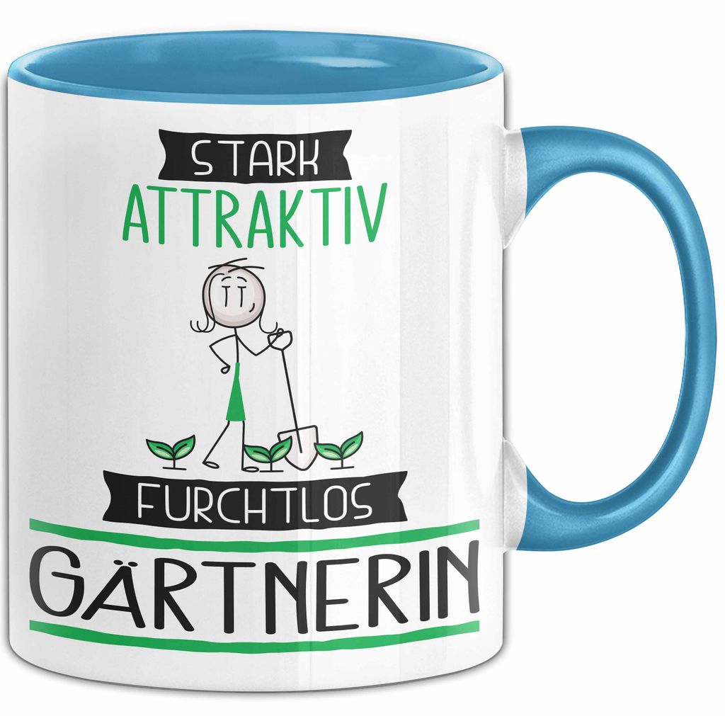 Gärtnerin Tasse Geschenk Becher Stark Attraktiv Furchtlos Gärtnerin Lustige Geschenkidee (Blau)