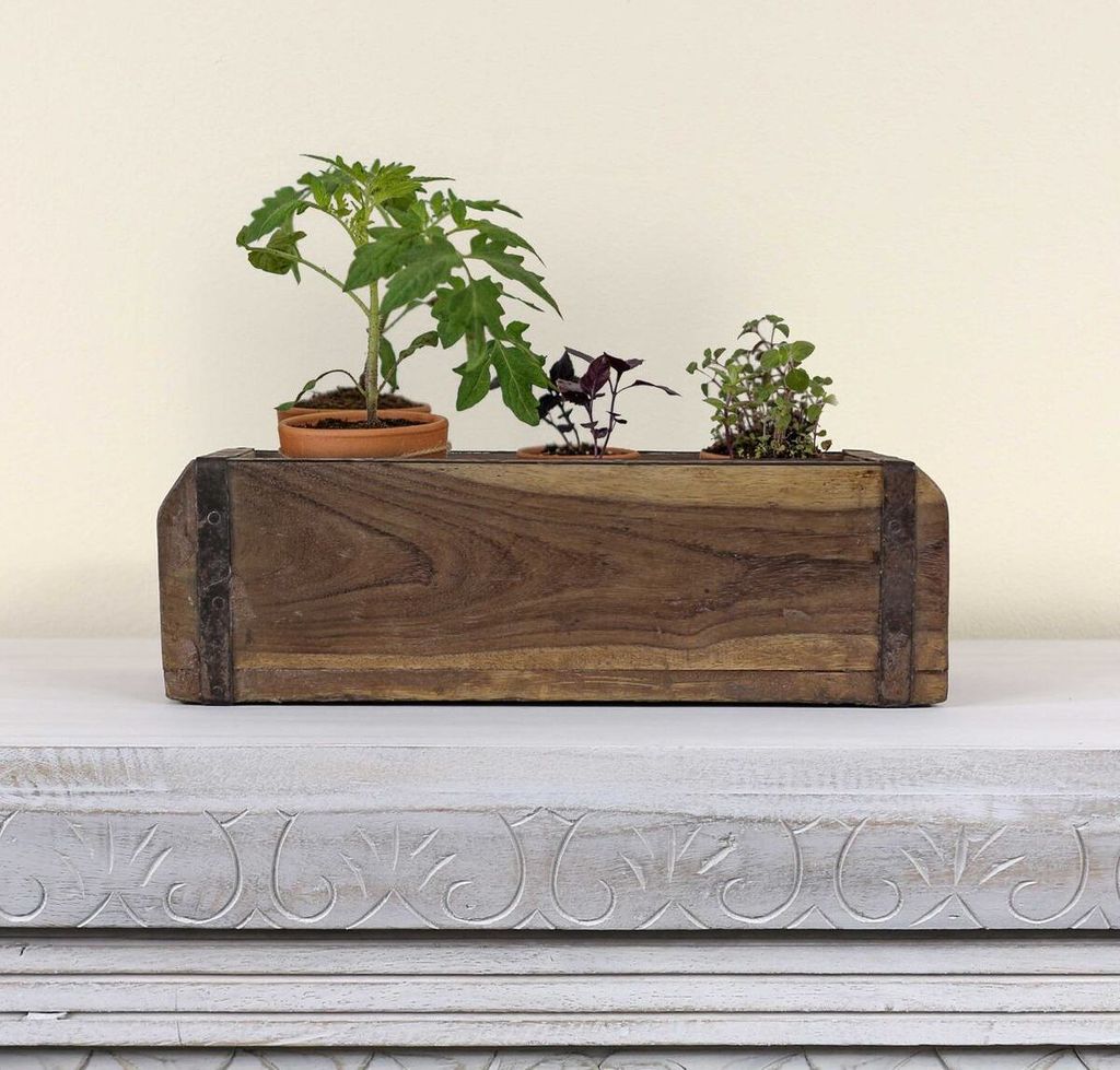 2 er Set Ziegelform 31 cm Braun Deko Unikat Vintage Shabby Küche Garten Landhaus Holzkiste Badezimmer 2 Stk in Braun