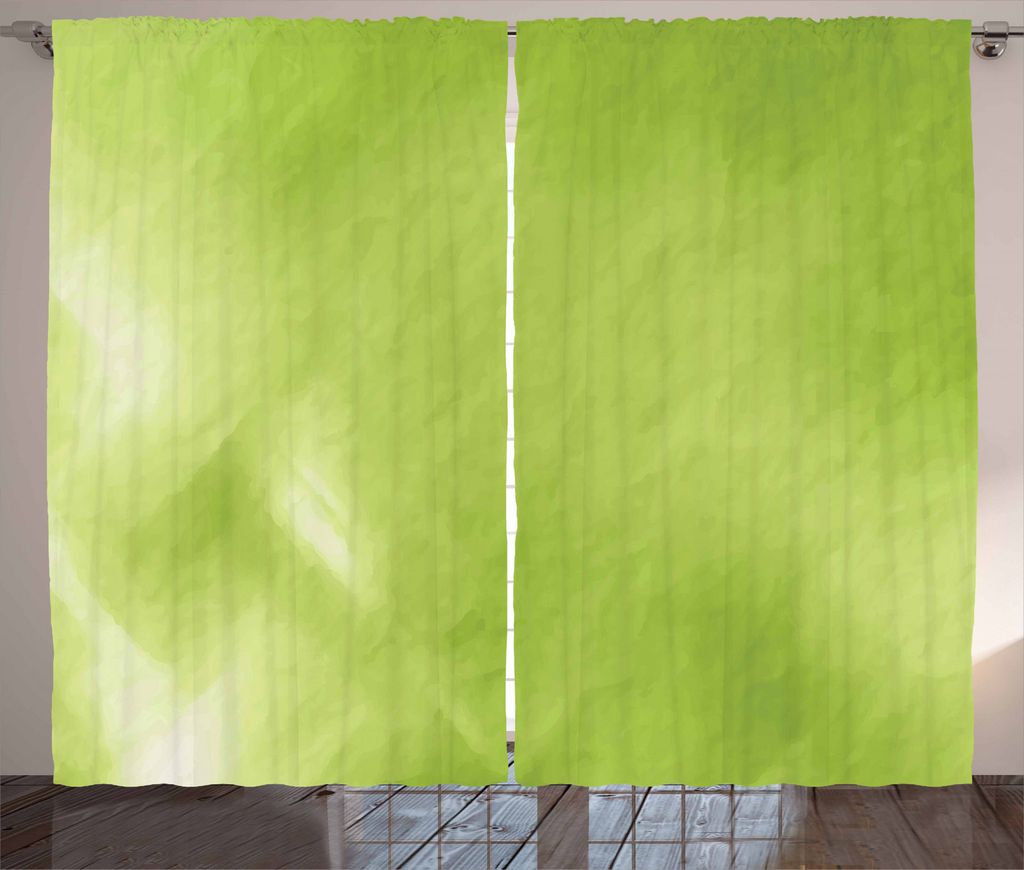 ABAKUHAUS Salbei Rustikaler Gardine, Digitaler Shady Abstraktion, Schlafzimmer Kräuselband Vorhang mit Schlaufen und Haken, 280 x 245 cm, Apfelgrün