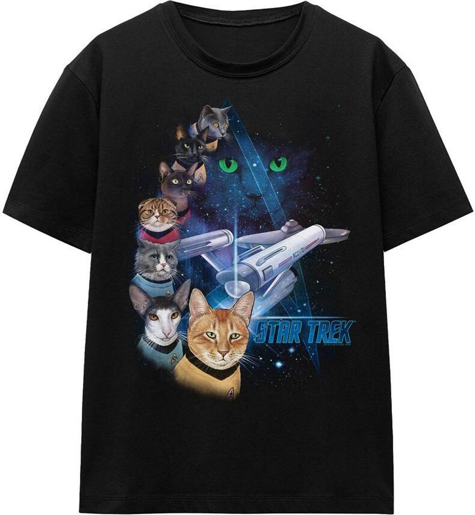 Star Trek - "Feline Galaxy" T-Shirt für Herren/Damen Uni TV16149 (M) (Schwarz)