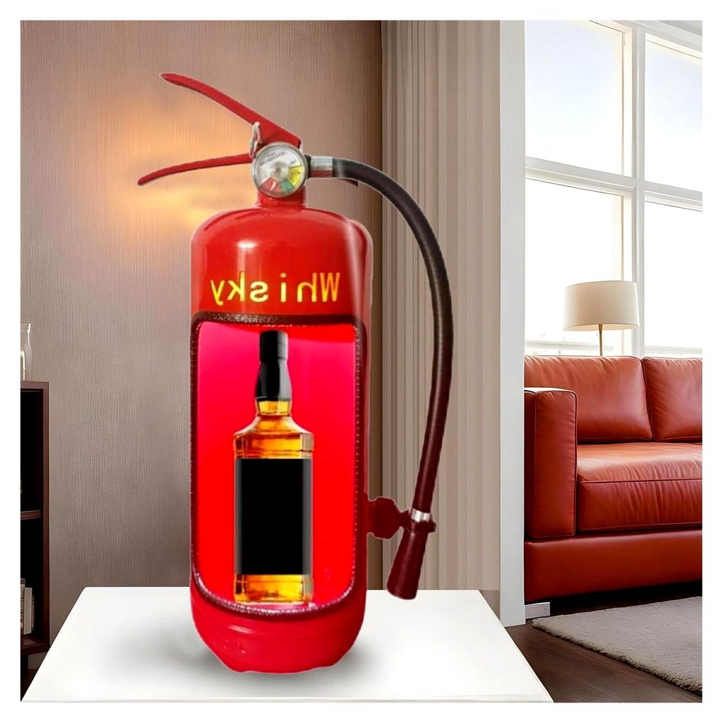 Weinhalter im Feuerlöscher-Design - Aufbewahrung von Spirituosenflaschen | Lustiges Weinregal aus Eisen für Camping, Picknick, Bar