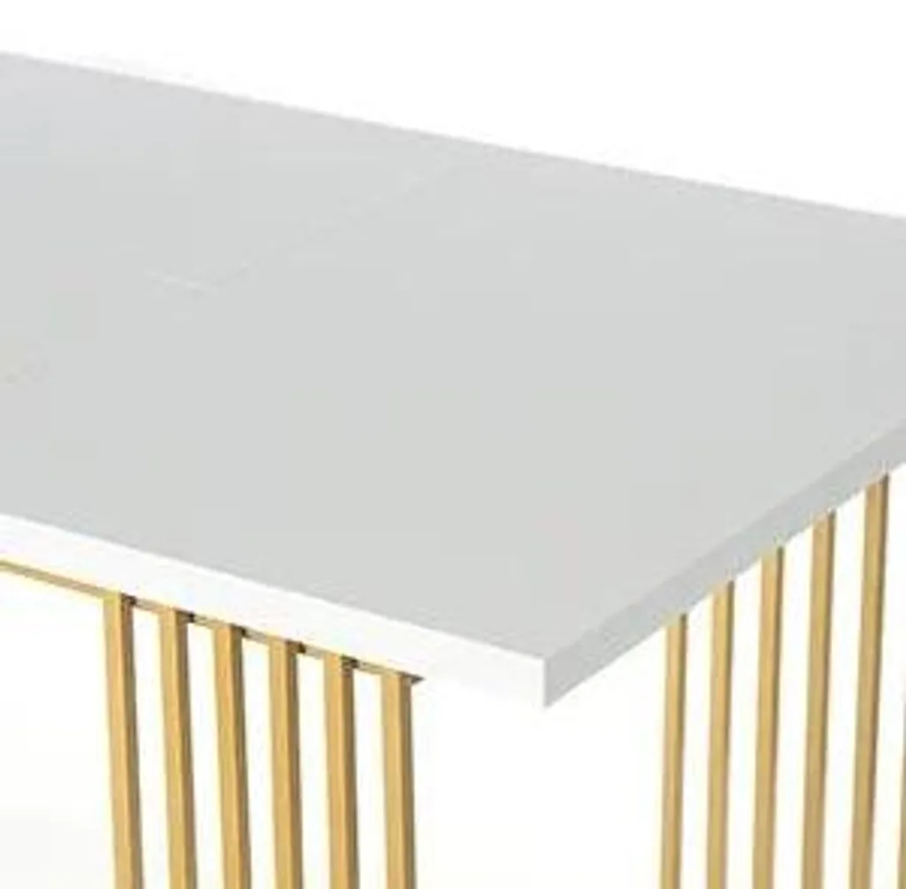 Bureau de direction blanc et doré 180 cm avec structure en fer stable - 11