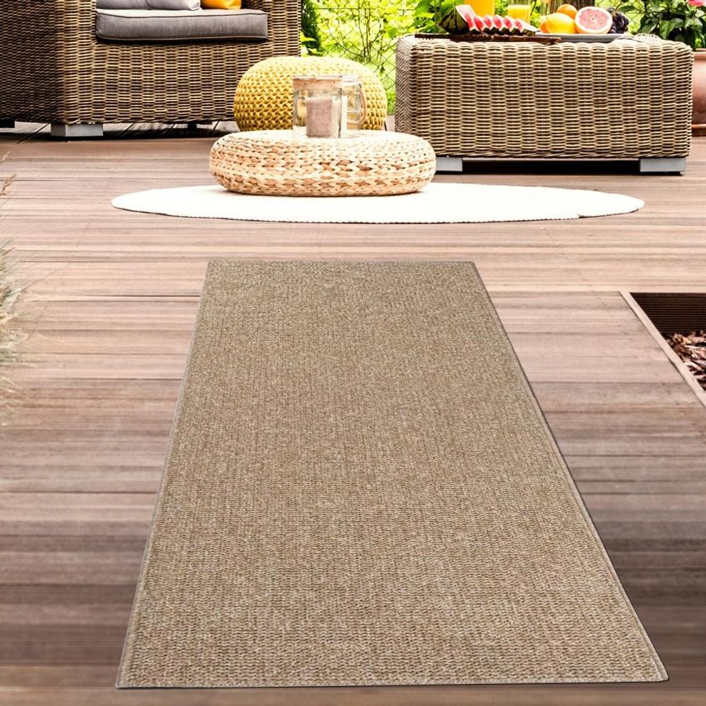Teppich mit Jute-Optik für Innen- und Außenbereiche in Beige Größe - 80 x 150 cm